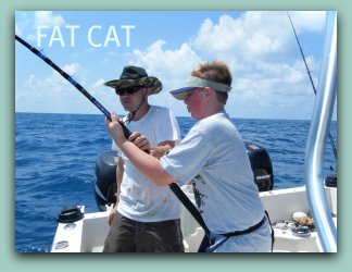 Fighting fish on the fat cat with Capt. Brad Masters fat cat fishing charters in Florida, Tampa Bay area 