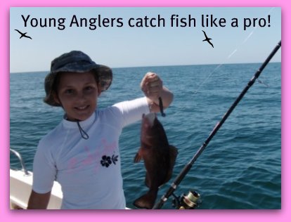 young anglers catch Grouper on Fat Cat Fishing charters.
